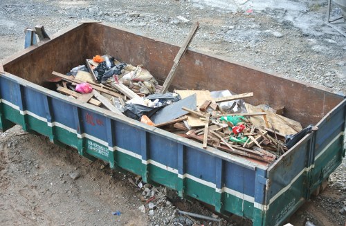 Waste removal van outside commercial building in Pimlico