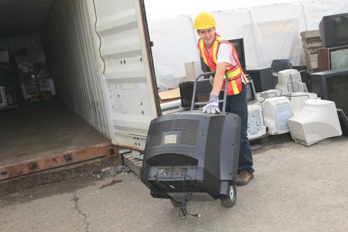 Professional team conducting garage clearance